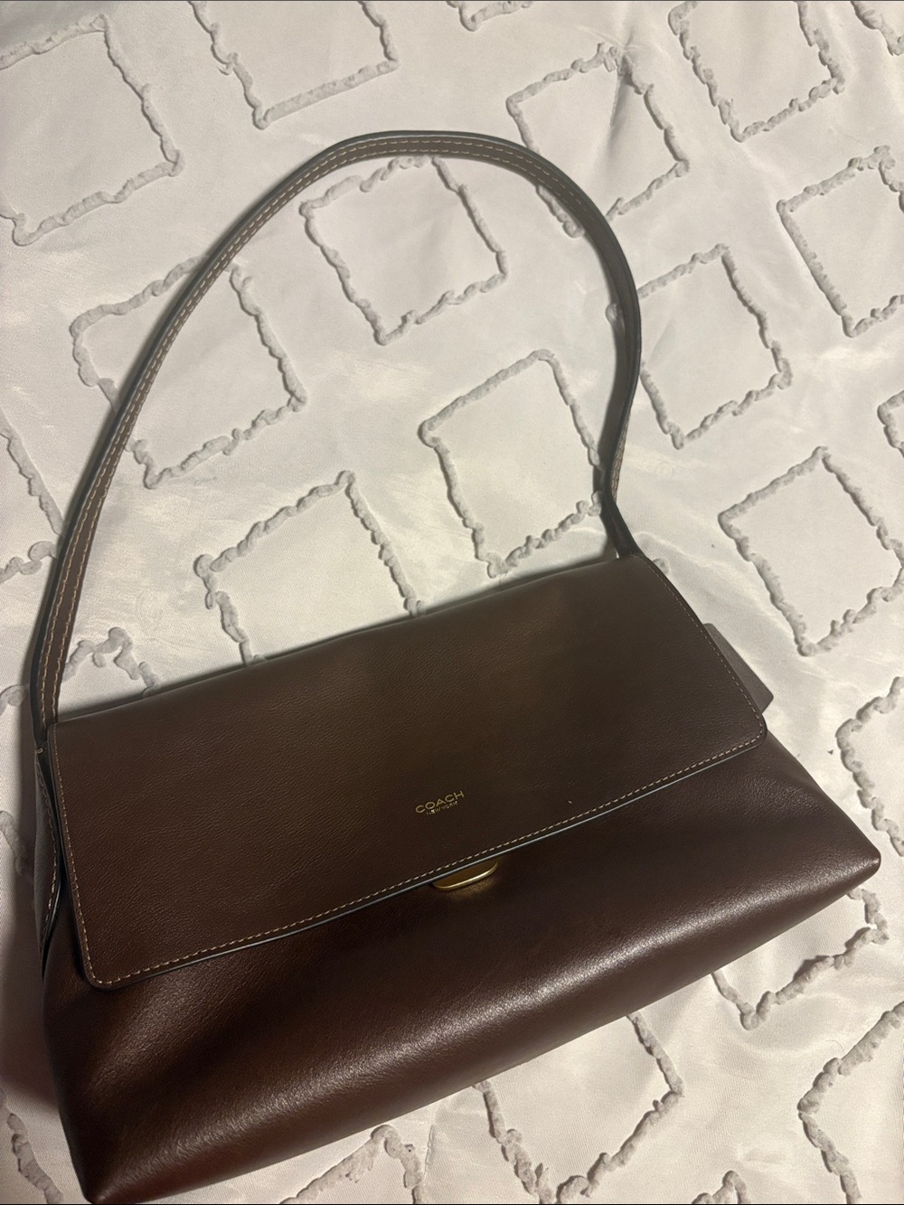 Coach Chelsea brass/maple Leather Shoulder Bag with Gold Accent